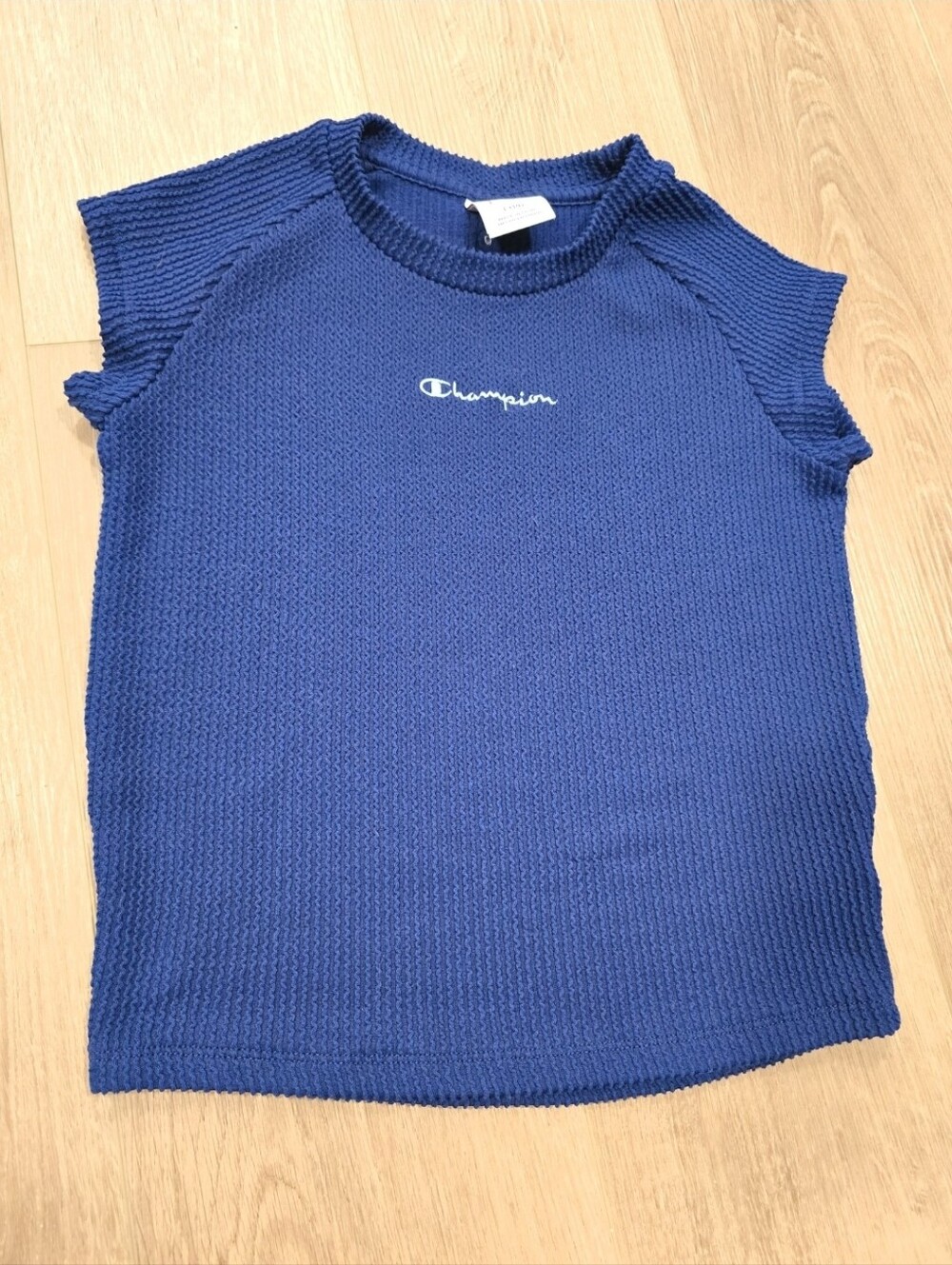 Champion Girls Textured Knit Sleeveless Baby Tee Dark Blue Size Large 14 - Picture 3 of 5